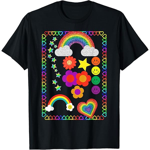 Amazon.com: Kidcore Aesthetic Rainbow Flowers Retro 80s 90s